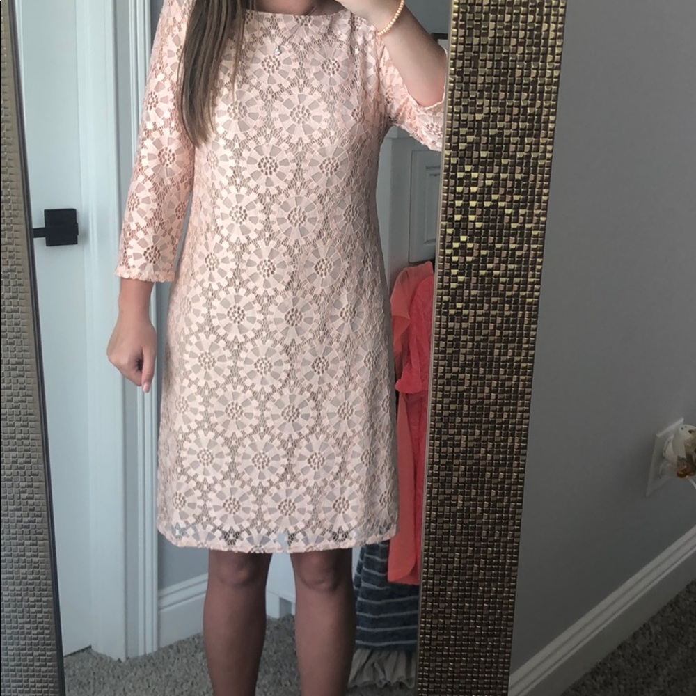 Knee length pink lace dress